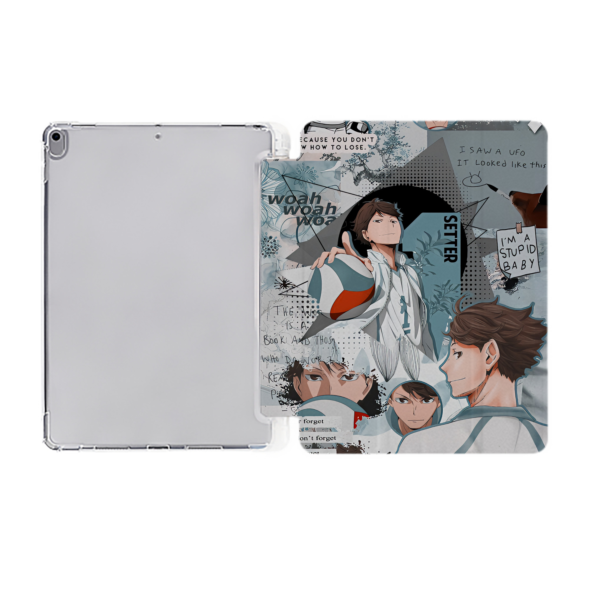 （画像用） ハイキュー!! Haikyu!! IPad ケース ペン収納付き 三つ折りスタンド PUレザー×シリコン 対応機種9.5/10.5/10.9インチ